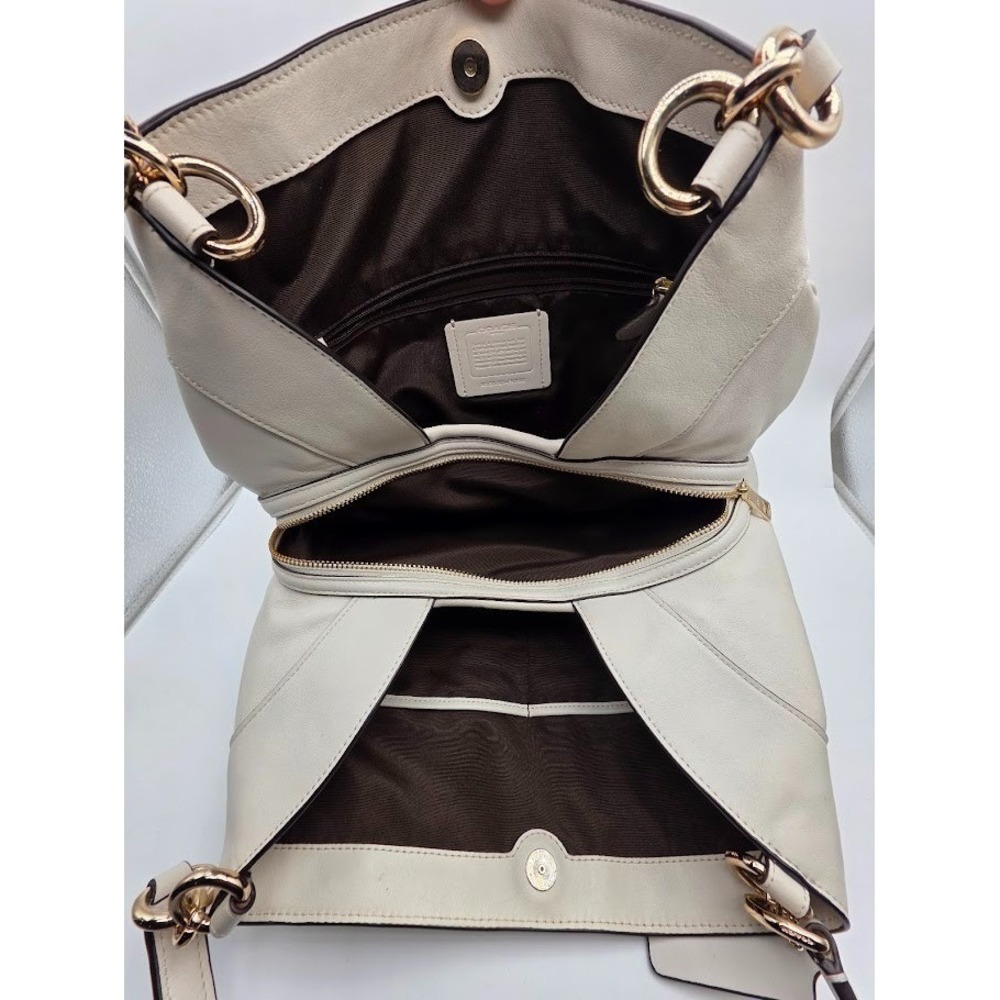 Coach F57612 Chalk White Khaki Lexy Hobo Bag Signature Jacquard Fabric & Leather - Picture 14 of 15